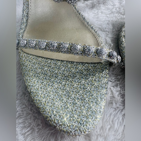NEW Steve Madden Rhinestone Wrap Heels 8.5 Gold Formal Wedding High Heel Sandals - Picture 9 of 16